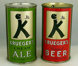 Zwei Bierdosen von 1935, Krueger’s Cream Ale (grün) und Krueger’s Finest Beer (rot)