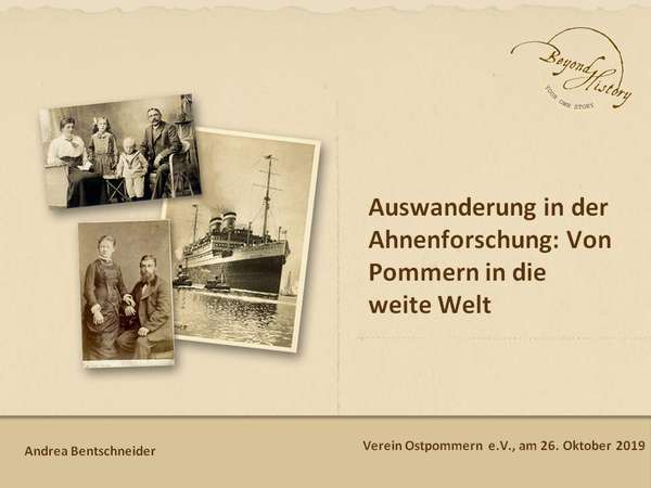 Erste Seite der Präsentation für den Verein Ostpommern e.V.