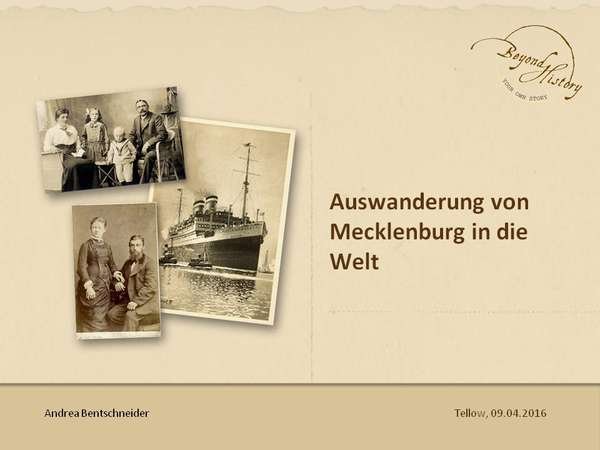 Erste Seite der Präsentation für den Verein für mecklenburgische Familien- und Personengeschichte e.V. (MFP)