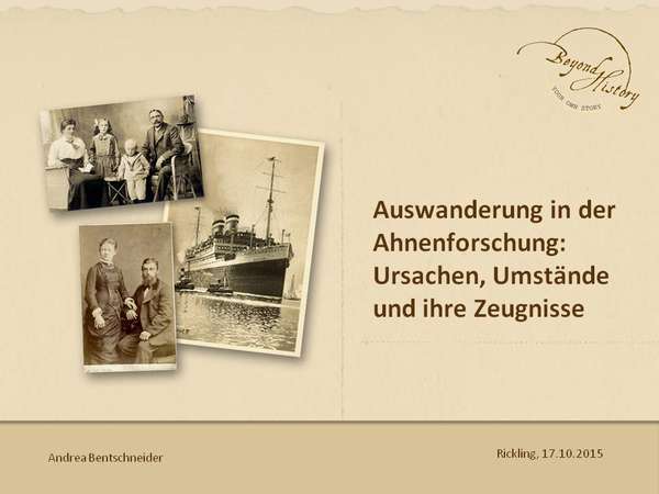 Erste Seite der Präsentation für den Norddeutschen Genealogentag in Rickling